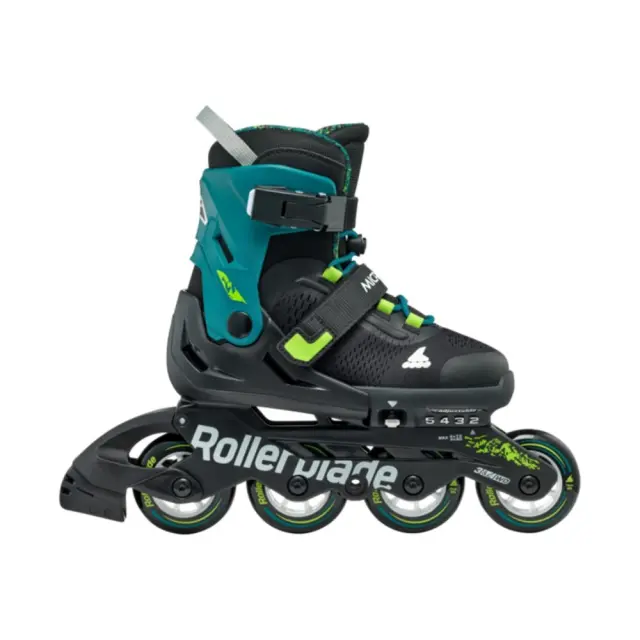 Rollerblade Microblade XT - Μαύρα/Πετρόλ ρυθμιζόμενου μεγέθους παιδικά inline rollers - 36.5-40.5