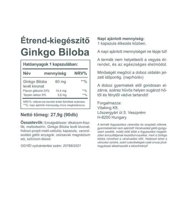 Vitaking Ginkgo Biloba 60mg Leaf Extract 2