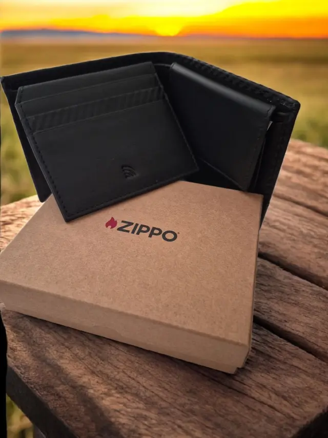 Zippo Ανδρικο Πορτοφόλι Μαύρο με Θήκη για Κέρματα. 3