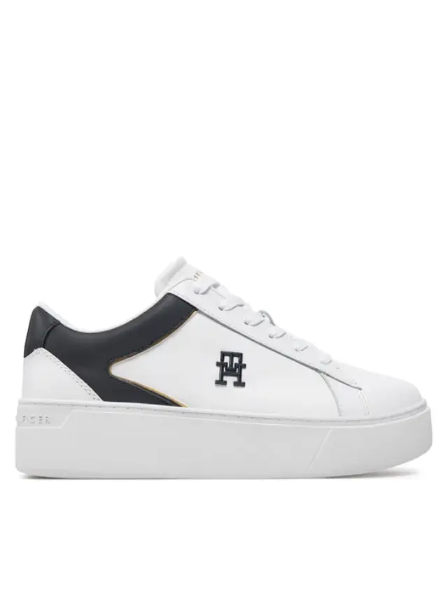 Tommy Hilfiger - Γυναικεία Δερμάτινα Sneakers Th Platform Court FW0FW07910-0K5 Λευκό