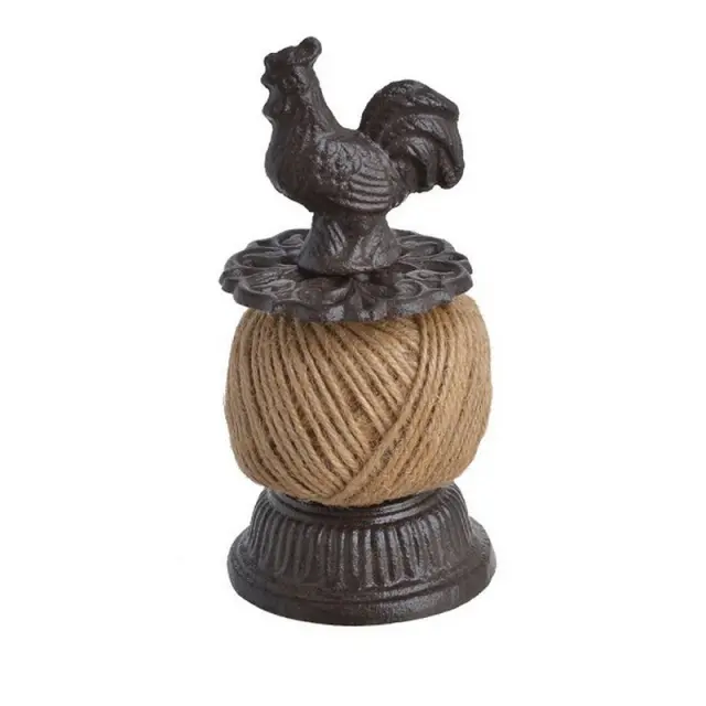Μεταλλική βάση vintage με σπάγκο και κόκορα, 19cm