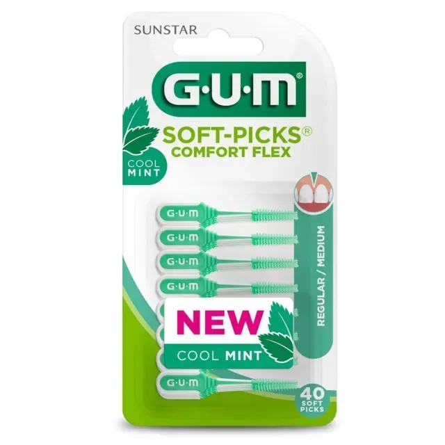 GUM Soft-Picks Comfort Flex Mint 670 Μεσοδόντια Βουρτσάκια Καουτσούκ Regular, 40τμχ