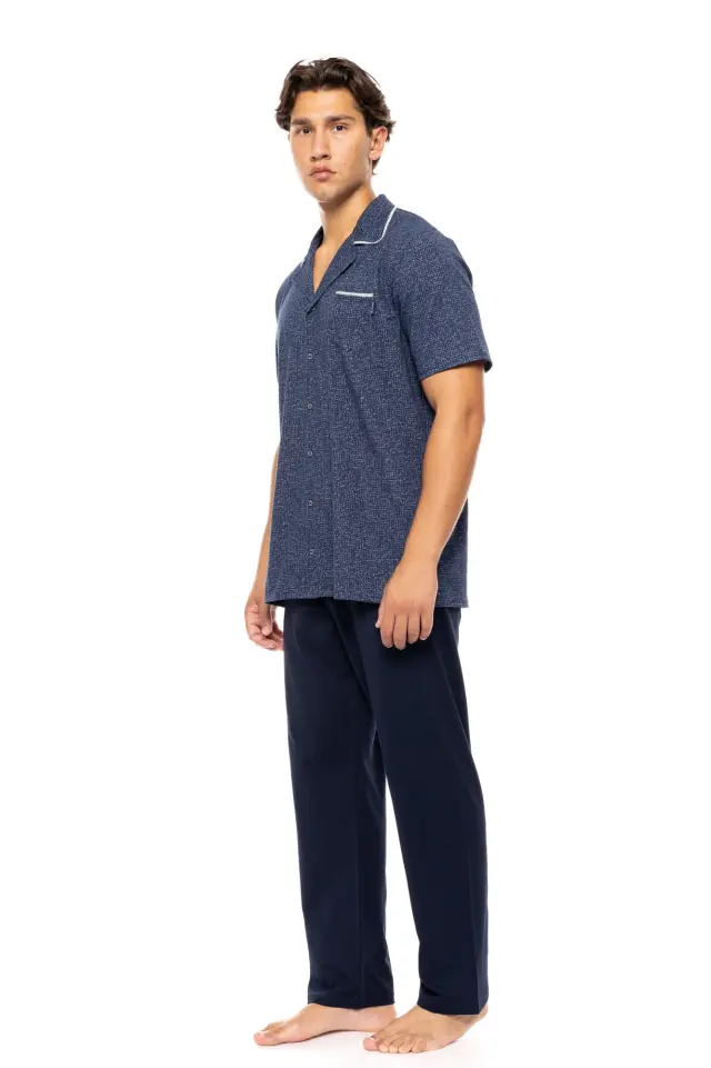 Ανδρική Πυτζάμα με κουμπιά S-M571 Deep Blue Τύπος Ulisse - M 2
