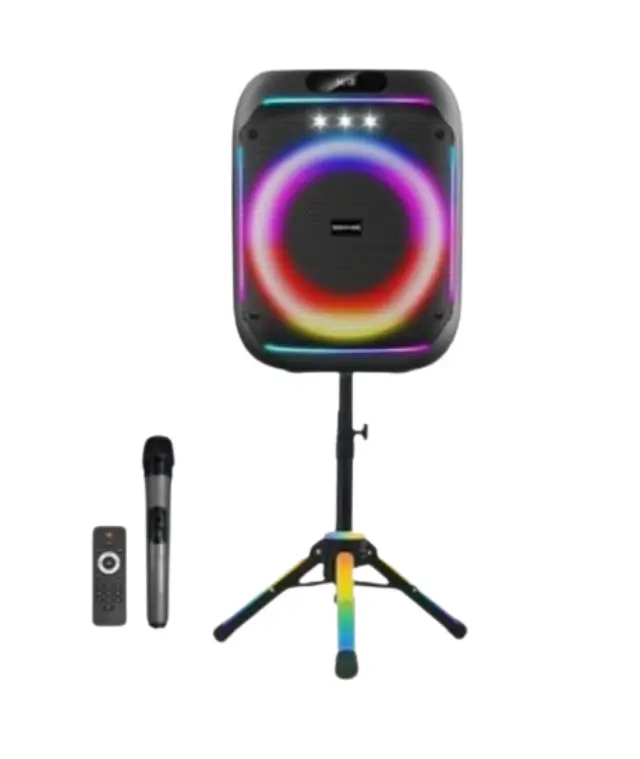 Ασύρματο ηχείο Karaoke Partybox Bluetooth 60W 8″ με βάση, ασύρματο μικρόφωνο, τηλεχειριστήριο και πολύχρωμο φωτισμό WGY-868