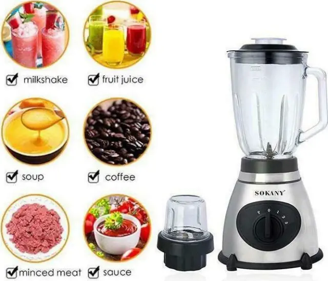 Sokany SK-148S Μπλέντερ για Smoothies με Γυάλινη Κανάτα 1.5lt 400W Γκρι 2