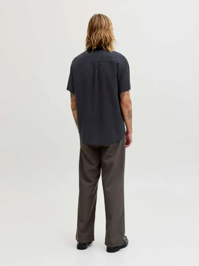 JJESUMMER LINEN BLEND SHIRT S/S SN Black 3