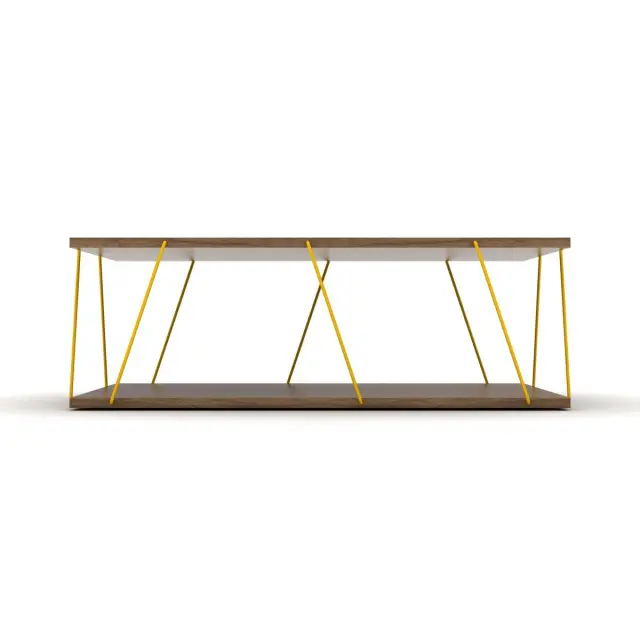 Τραπεζάκι Σαλονιού TARS Καρυδί/Κίτρινο 90x60x31cm 2