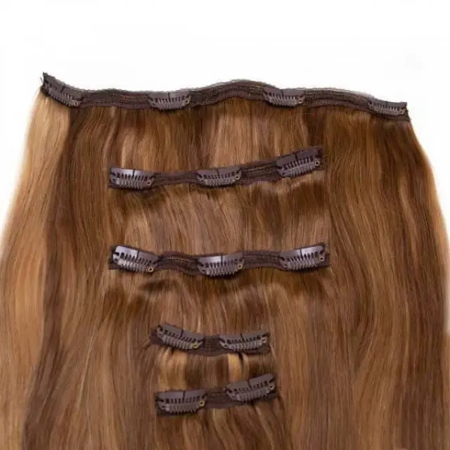 SEAMLESS1 HAIR EXTENSIONS ΤΡΕΣΑ ΜΕ ΚΛΙΠ 5 ΚΟΜΜΑΤΙΑ CARAMEL BLEND 55ΕΚ