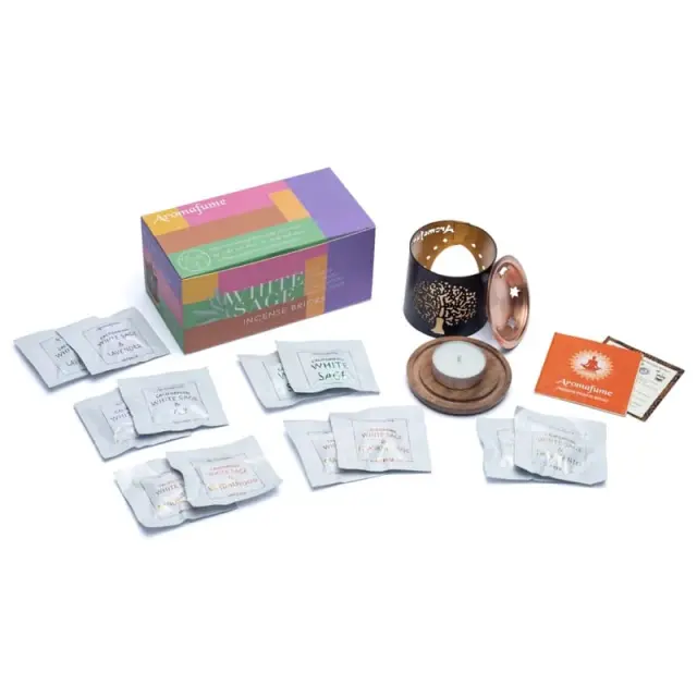 Gift Set Smudge White Sage: Καυστήρας Θυμιαμάτων Tree of Life + 12 Κύβοι Θυμιάματος 2