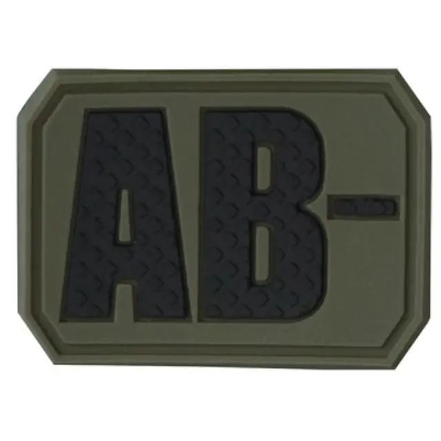 Mil-Tec OD 3D Blood Type Patch AB Negative Olive-Σήμα Ομάδα Αίματος AB Αρνητικό Χακί - 06-Χακί-Olive Green