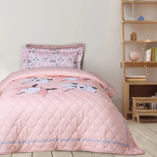 Κουβερλί 160x220 Μονό Das Home 4878 Γκρι-Λευκό-Ροζ 100% Microfiber
