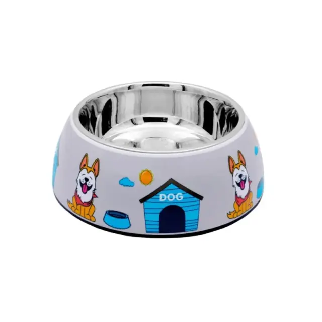SW Diva Bowl Sweet House Με Ανοξείδωτο Πιατάκι Και Αντιολισθητικό Λάστιχο Στον Πάτο Γκρι 14cm Γκρι