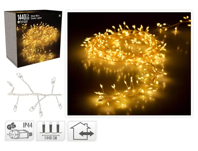 Deco 1440 Φωτάκια MicroLED - 14.4 Μέτρα + 5 Μέτρα σύνδεσης, Πυκνή Διάταξη, Ασημί συρμάτινο καλώδιο - Θερμό λευκό AX5700140 2