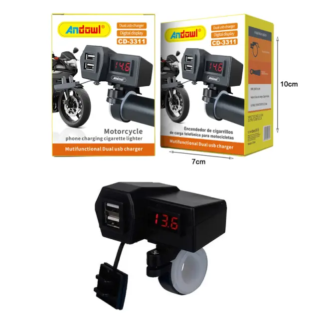 Andowl Φορτιστής Μοτοσυκλέτας με Θύρες 2xUSB CD-3311 - Motorcycle Phone Charging Cigarette Lighter 075694 3