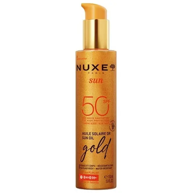 NUXE Sun Oil Gold High Protection Αδιάβροχο Αντηλιακό Λάδι Προσώπου & Σώματος SPF50, 150ml