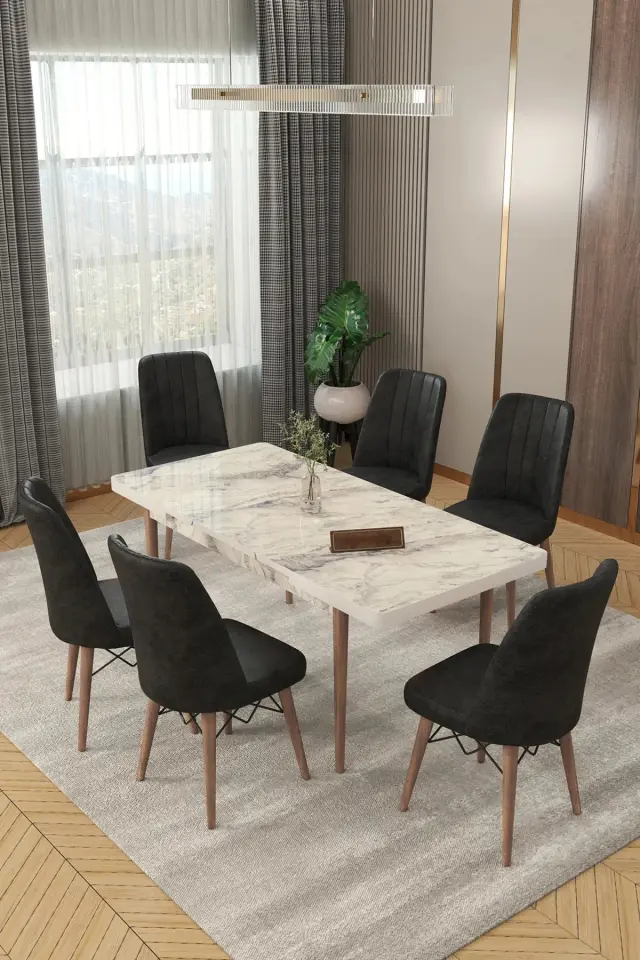 Σετ Τραπεζαρίας 6 Ατόμων Επεκτεινόμενο 80x130cm 2
