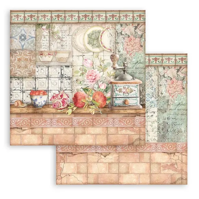 Χαρτιά scrapbooking Stamperia 10τεμ, 15.24x15.24cm, Casa Granada -Ρόδια 3