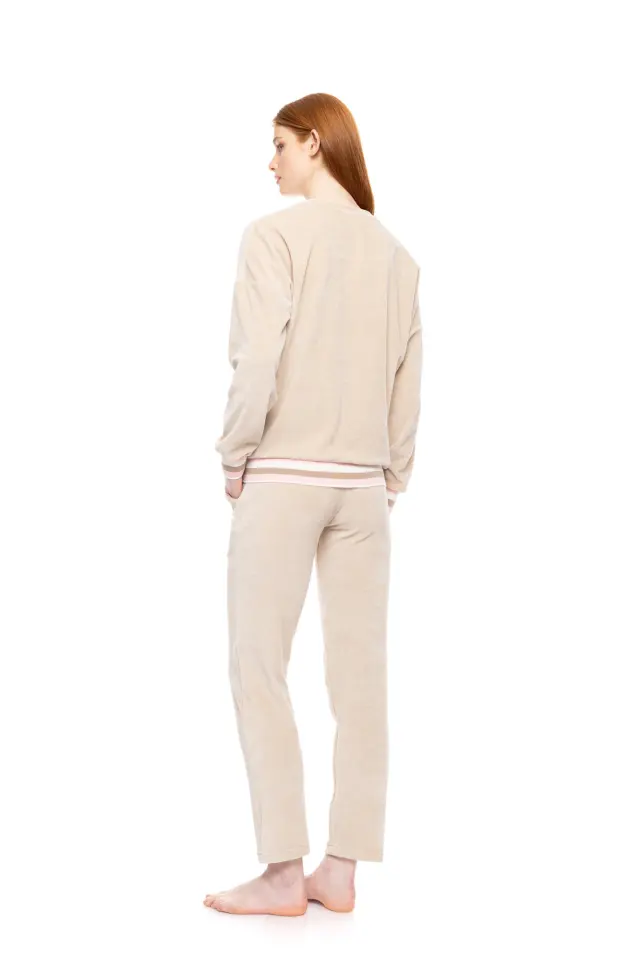 W1861 - Sand - LOUNGEWEAR VELVET PETIT STRIPE 3