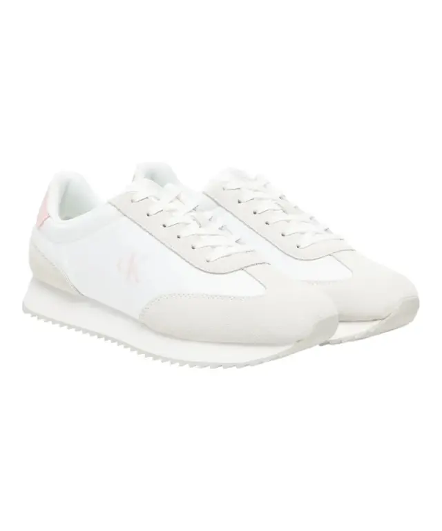 Calvin Klein - Γυναικεία Δερμάτινα Sneakers Runner Laceup Mg Nylon Mix YW0YW01828-0LD Λευκό - 40 2