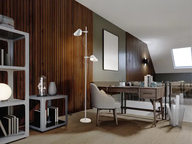 Esino 215589 – Λευκό LED Φωτιστικό Δαπέδου 2L με Remote Άσπρο