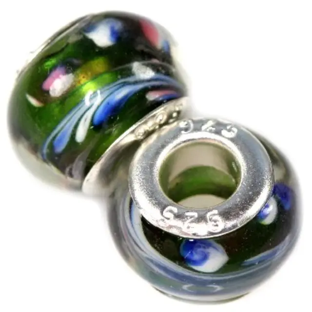Χάντρα Modular Peacock Eyes Green/Azure 9x14mm - 5τεμ