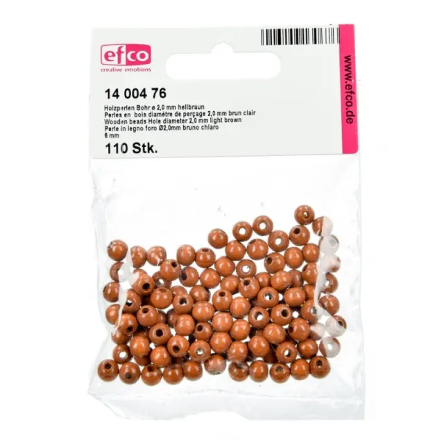 Efco Ξύλινες Χάντρες Ø6mm - Light Brown - 110τεμ
