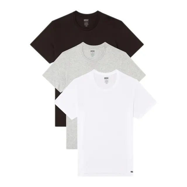 Diesel Ανδρικό Φανελάκι T-Shirt Randal Denim Division Logo - Τριπλό Πακέτο, Χρώμα Λευκό-Γκρι-Μαύρο