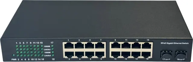 Conexpro Revers Gigabit PoE Switch, 16 ports