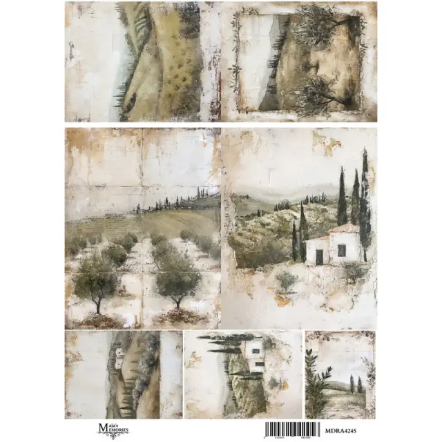 Ριζόχαρτο Maja's Memories, 22.5x32cm, Τοπία με ελιές, MDRA4245