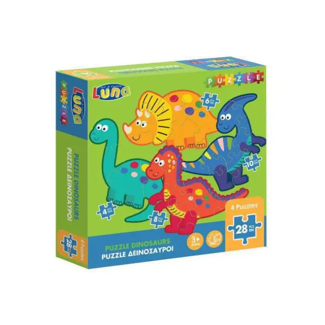Luna Puzzle Δεινόσαυροι 4 σε 1/28 τεμ.(000621799)