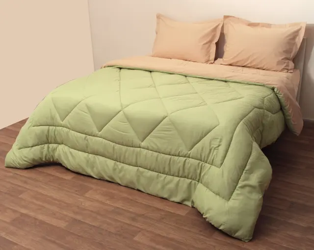 Πάπλωμα 160Χ240 Μονό Microfiber Viopros Πράσινο-Μπεζ 100% Microfiber