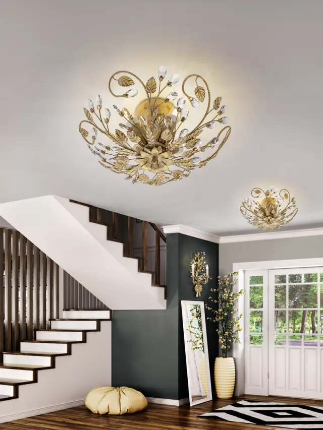 VERDI CEILING LAMP 4L IVORY/GOLD φωτιστικό οροφής Ελεφαντόδοντο Χρυσό