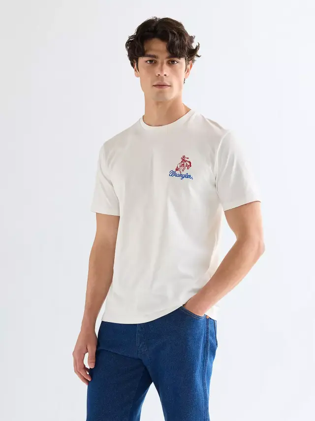 Wrangler Ανδρικό EMBROIDERY T-Shirt 112377987 – Worn White - S
