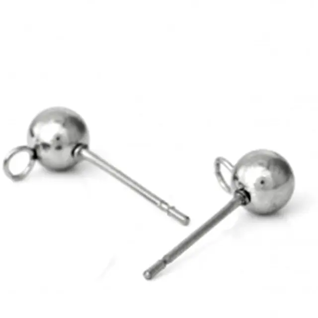 Σκουλαρίκι Καρφάκι 14x7mm Surgical Color με Μπίλια Ø4mm + Κρίκο - 12τεμ