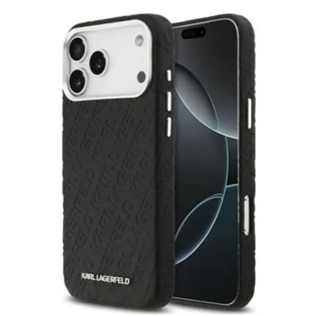 Karl Lagerfeld Grained PU Repeated Logo MagSafe Case for iPhone 17 Pro Max Black