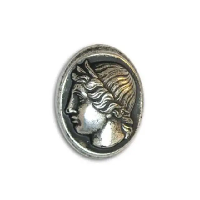 Επιμεταλλωμένη Χάντρα Cameo Antique Silver 20x15mm - 6τεμ