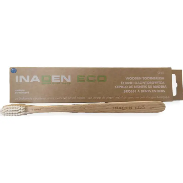 Inaden Eco Soft Ξύλινη Οδοντόβουρτσα Οξιάς με Μαλακές Ίνες, Λευκή