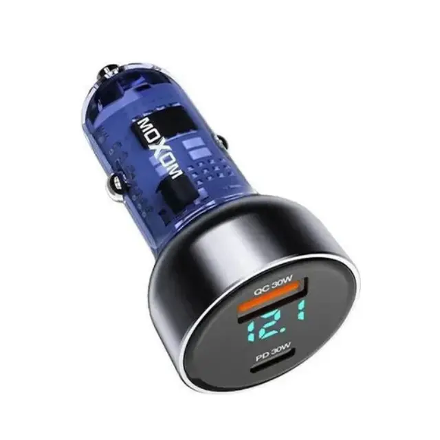 Moxom MX-VC29 Φορτιστής Αυτοκινήτου 60W Γρήγορης Φόρτισης με Θύρες: 1xUSB 1xType-C μαζί με Καλώδιο Type-C Μαύρο Χρώμα