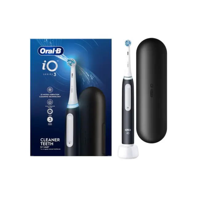 Oral-B iO 3 Magnetic Black Μαύρη Ηλεκτρική Οδοντόβουρτσα, 1 Κεφαλή Βουρτσίσματος, 1 Θήκη Ταξιδιού