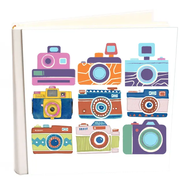 Άλμπουμ my album Cameras White boho style με ριζόχαρτο 35x35cm και κουτί άλμπουμ