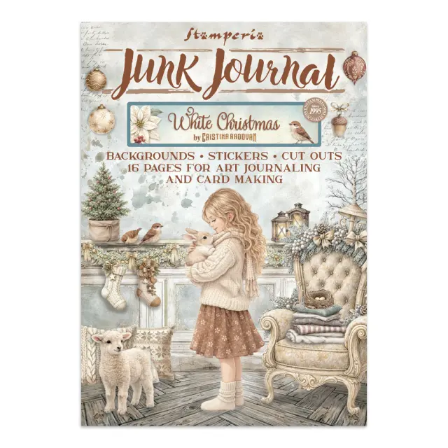 Junk journal (αυτοκόλλητα, cut-outs, backgrounds), White Christmas