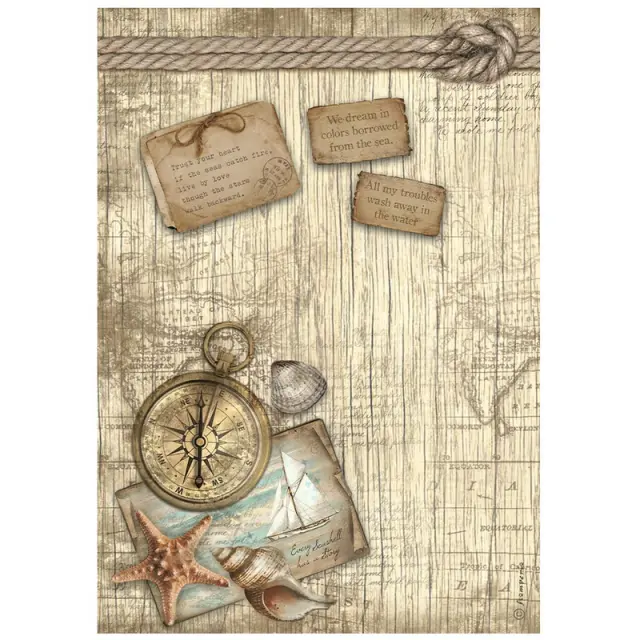 Ριζόχαρτο ντεκουπάζ Stamperia 21x29cm A4, Sea Land, Compass