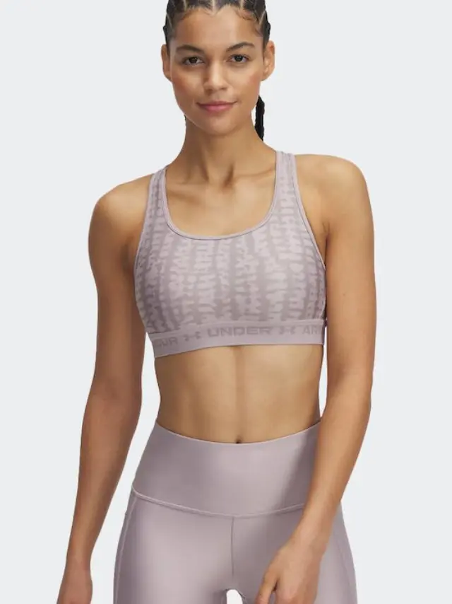 Under Armour Crossback Mid Print Women's Sports Bra without Padding Gray 1361042 -011