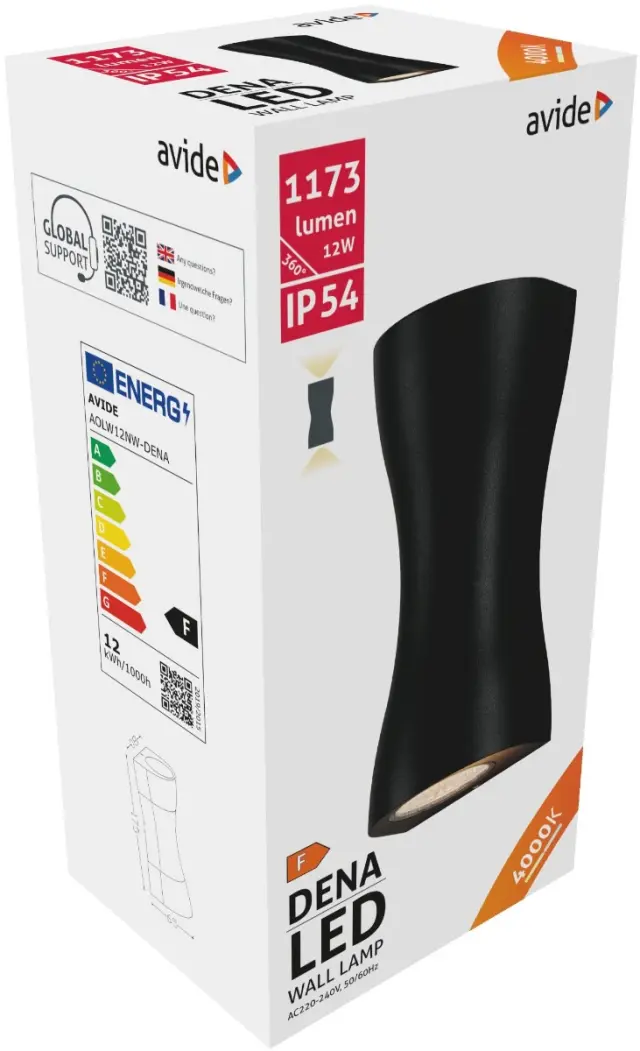 Avide Εξωτερικό Φωτιστικό Τοίχου Dena LED 12W Λευκό 4000K IP54 15.001.0821 2