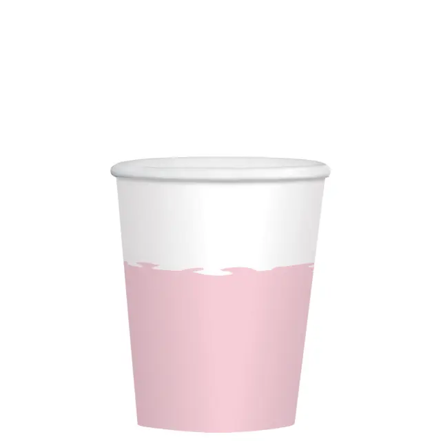 Ποτήρια χαρτ. 250ml Ροζ & Λευκό /8 τεμ