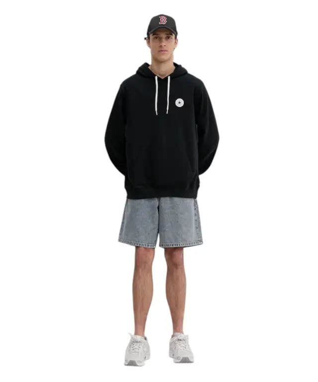 Converse - Ανδρική Μακρυμάνικη Φούτερ με Κουκούλα Chuck Patch CVM6H113-001 Μαύρο - XS 3