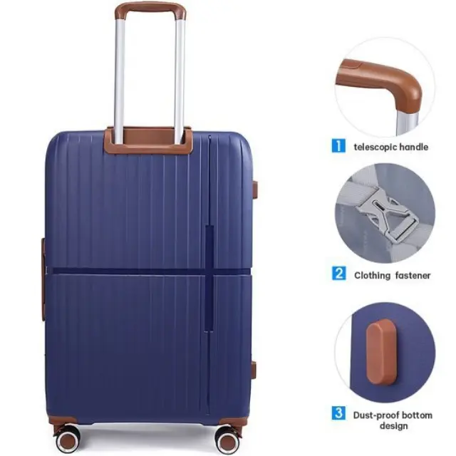 Βαλίτσες σκληρές Newcom N1596 (PP) σετ (σετ 3 τεμαχίων) 56x22x37 cm + 67x22,5x43 cm + 76x29x49 cm μπλε - Small 2