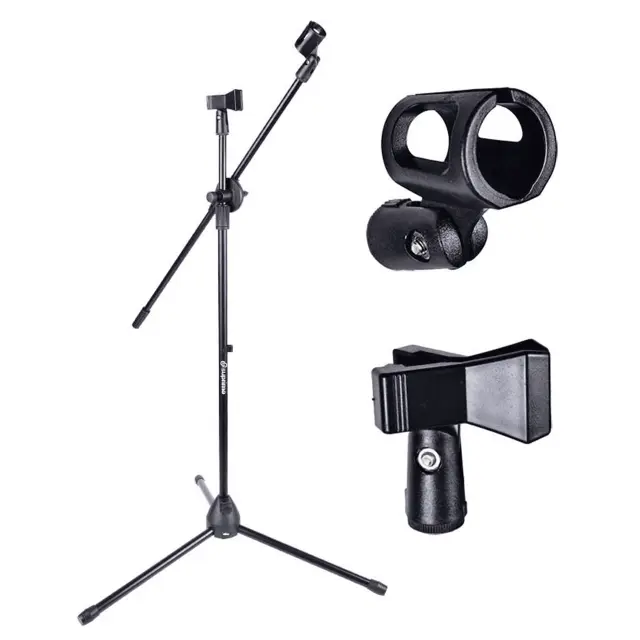 SUPRIMO M1 microphone stand boom arm double foldable for 2 mics flexible holder clip 2