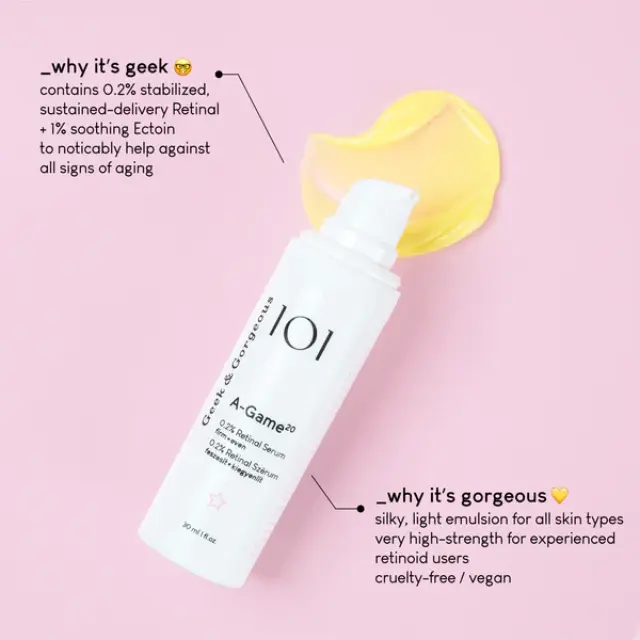 Geek & Gorgeous 101 A-Game 20 – 0.2% Retinal Serum Αντιγηραντικός Ορός Προσώπου με 0.2% Ρετιναλδεΰδη, 30ml 3