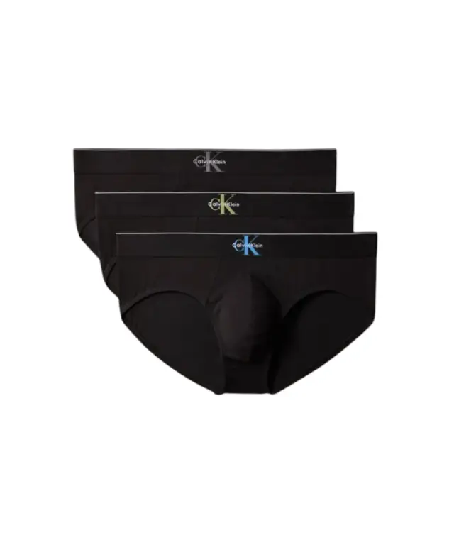 Calvin Klein - Ανδρικά Σλιπ 3Pack Graphic Monogram Cotton Stretch LV00NB4471-GUV Μαύρο